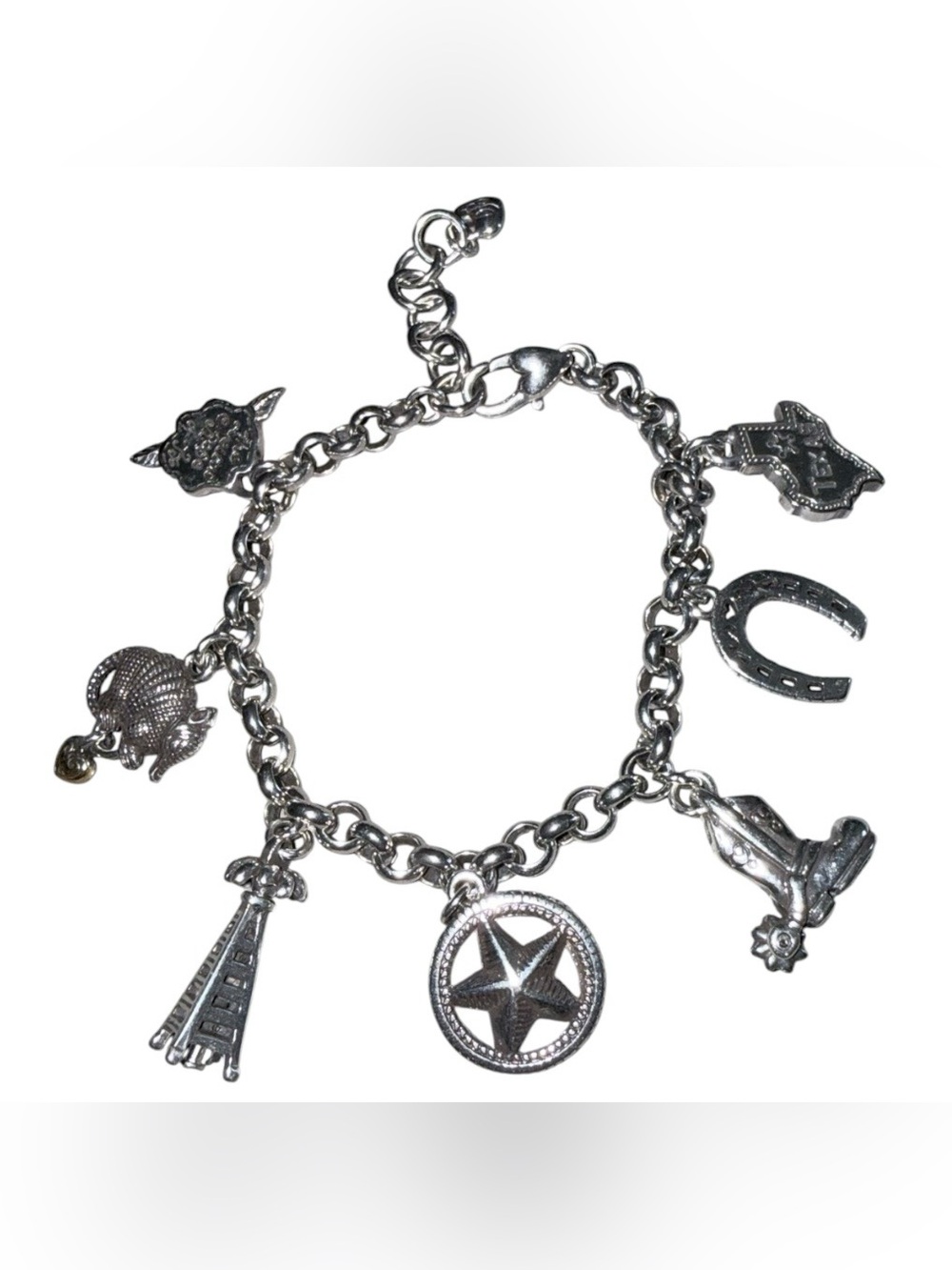 Brighton Texas State Charm Bracelet with various Western themed charms - Picture 2 of 3